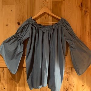 Knightly Endeavors Renaissance Peasant Blue Puffy Shirt Cosplay Medieval Large